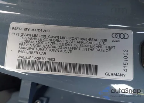 2024 Audi E-Tron Gt Prestige Quattro z USA, uszkodzony, nr VIN WAUEJBFW3R7001803